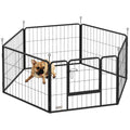 6 Panel Portable Detachable Dog Playpen with Door 60cm High for Small Dogs - Black