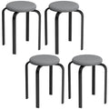 Stackable Stools Modern Cushioned Round Backless Stools Set of 4 Kitchen Dining Room Dark Grey