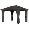 3.6 x 3m Aluminium Frame Hardtop Gazebo with Accessories - Dark Grey