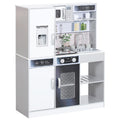 Pretend Play Kids Kitchen Playset with Sounds, Lights, Running Water, Coffee Maker & Refrigerator - White
