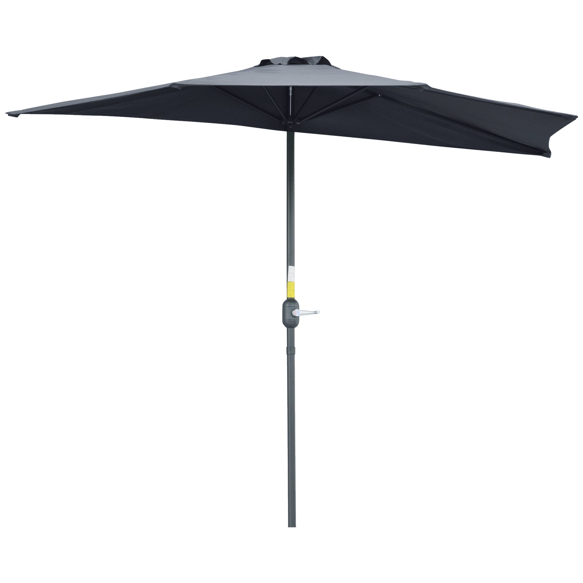 2.7m Garden Half Parasol, Outdoor Balcony Umbrella with 5 Steel Ribs, Patio Sun Shade, Grey