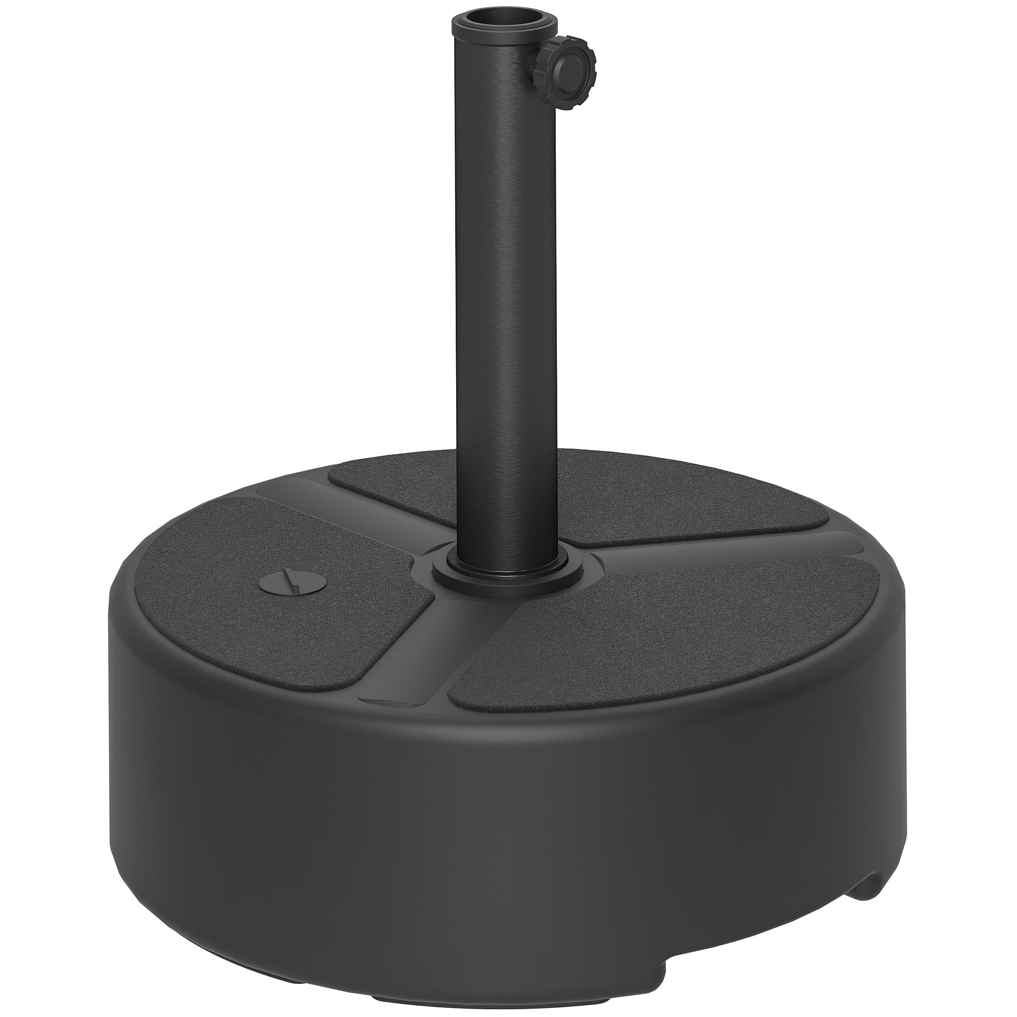 Heavy Duty Round Garden Parasol Base for 38-48mm Poles - Black