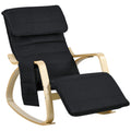 Rocking Lounge Chair Recliner with Adjustable Footrest, Side Pocket & Pillow - Black