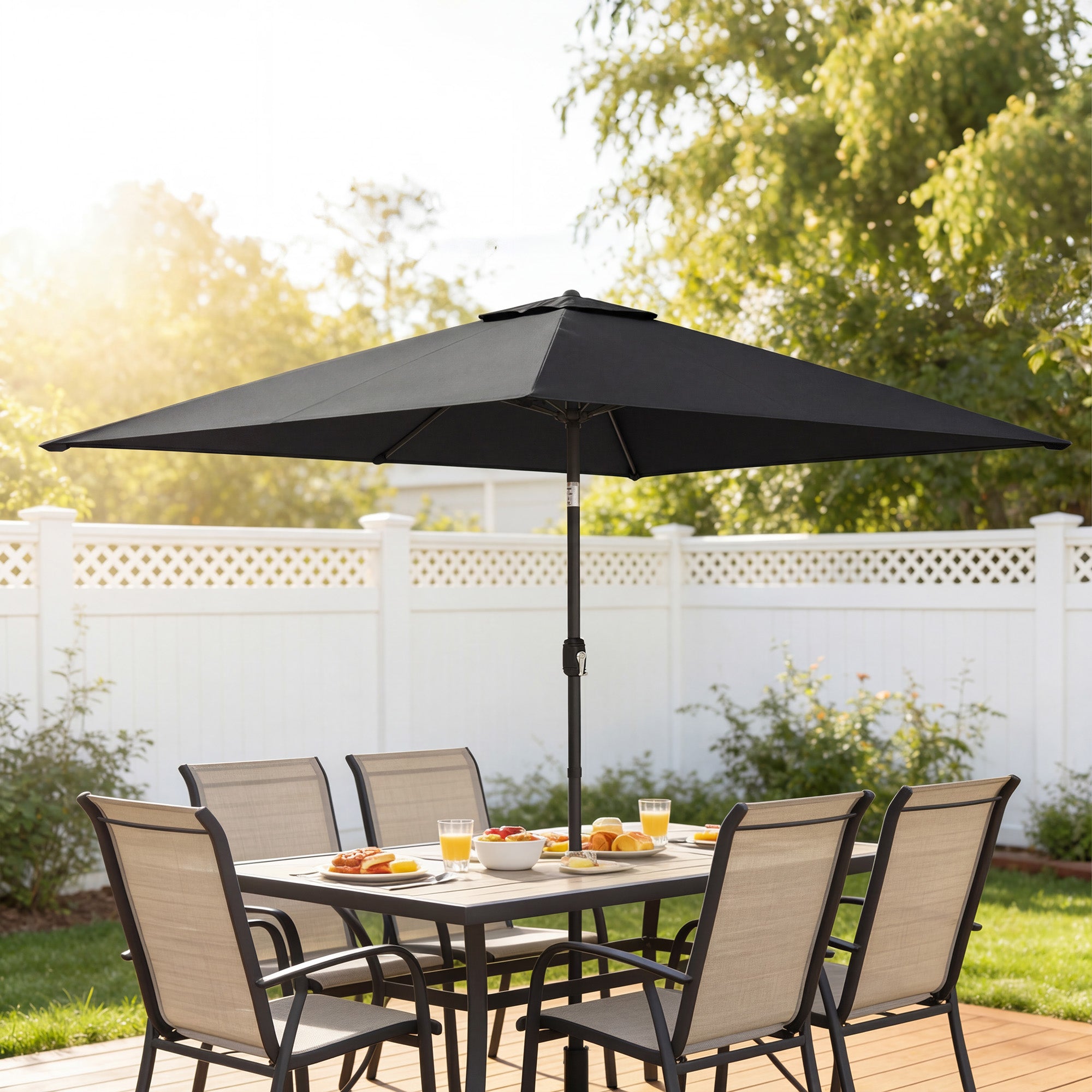 Garden Parasol, Parasol Umbrella with Crank Handle, Tilt Function, Polyester Canopy, Black