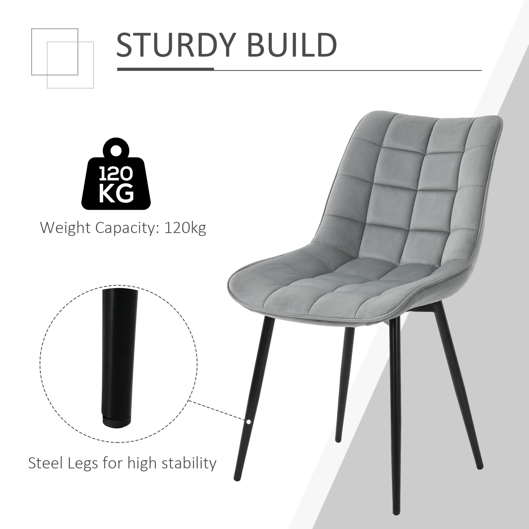 Upholstered Velvet-Touch Fabric Dining Chairs with Metal Legs, Set of 2