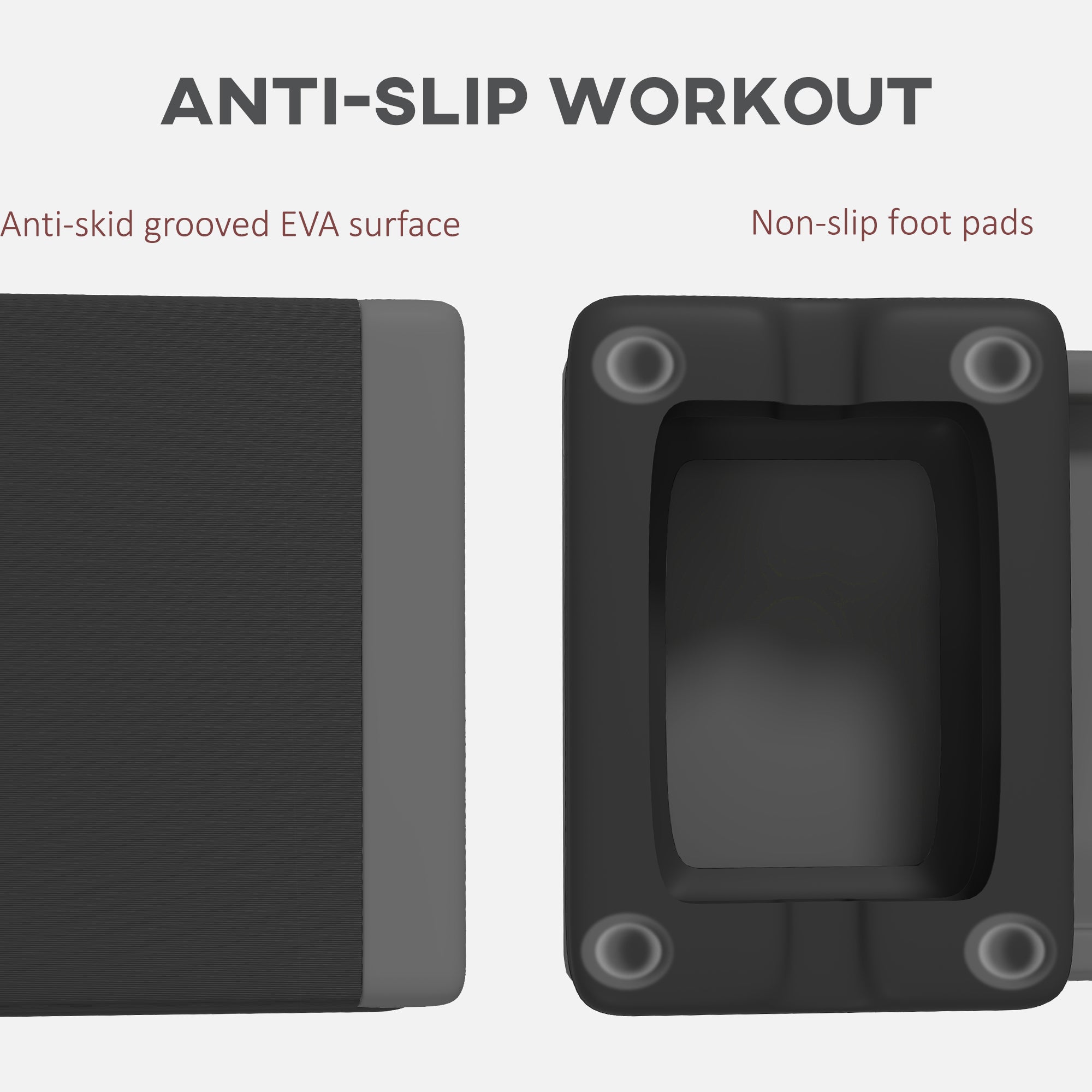 Adjustable Fitness Stepper with Non-Slip Surface 3 Height Levels for Home Gym - Grey