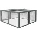 Wooden Folding Rabbit Hutch for 2-3 Rabbits with Handle and Doors - Grey