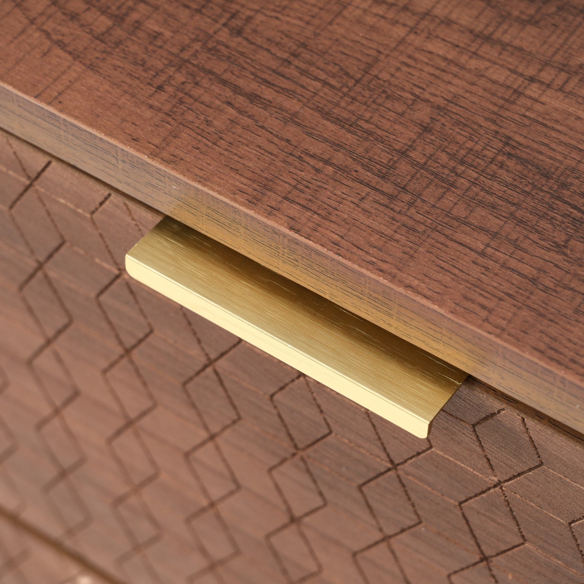 Embossed Design Sideboard Cabinet Dresser with 6 Drawers, Anti-tip, Storage Cabinet for Hallway, 120L x 40W x 75H cm, Walnut