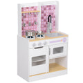 Kids Play Kitchen with Realistic Oven, Stove, Sink & Accessories - White