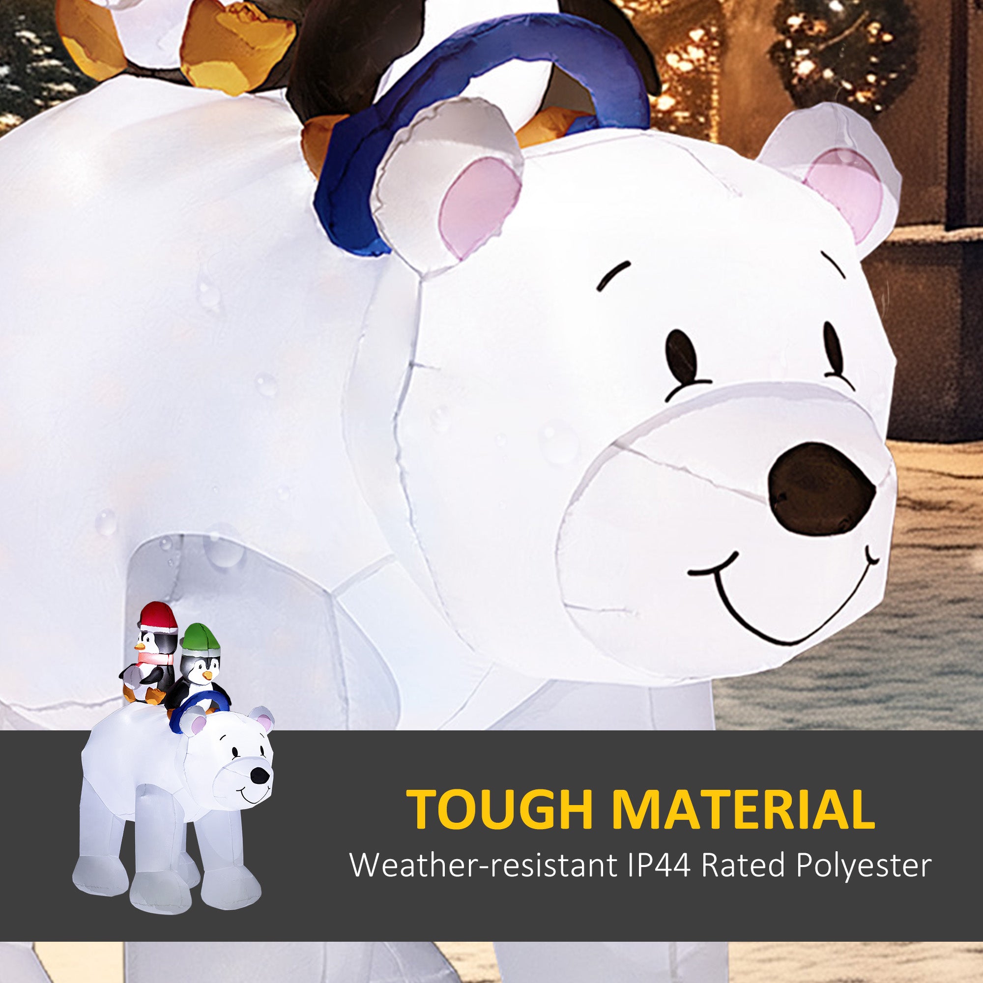 6.4ft Inflatable Polar Bear and Penguin Christmas Inflatable