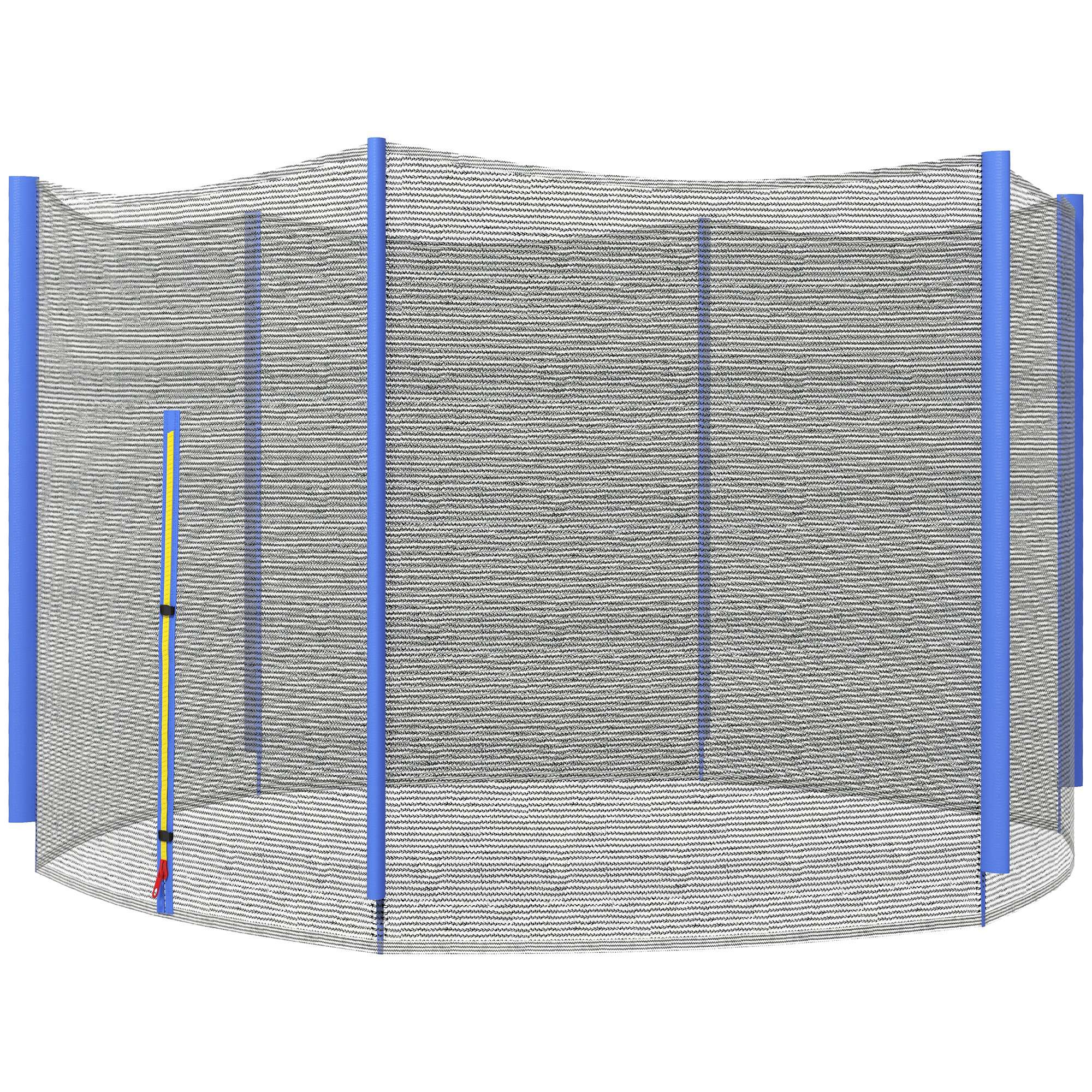 8ft Trampoline Net Replacement with 6 Plastic Pole Covers, Weather-Resistant Trampoline Netting Replacement with Zipped Entrance, Poles Not Included, Blue