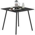 4 Seater Steel Frame Garden Table with Slat Top - Black