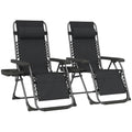 Zero Gravity Chairs Set of 2, Folding Sunloungers Reclining Garden Chairs with Cup Holder, Headrest, Black