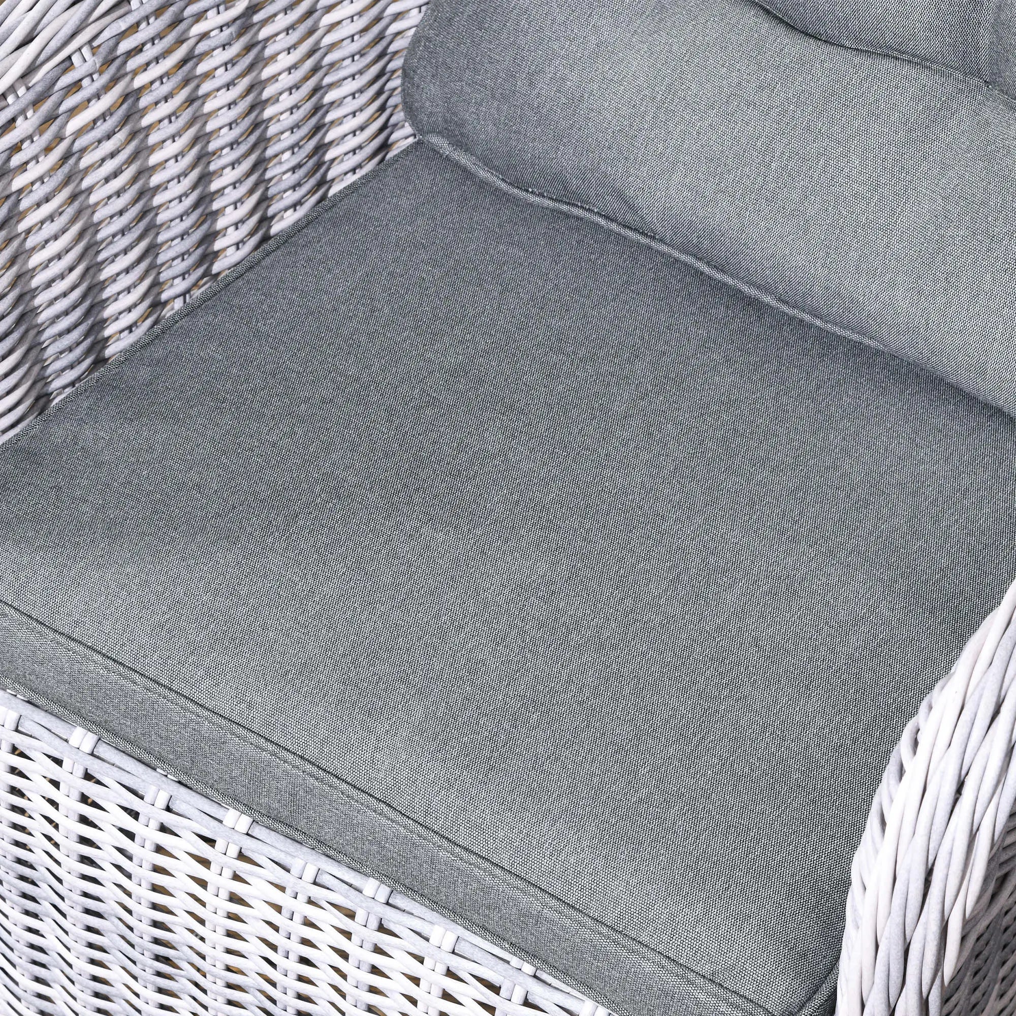 7 PCS Outdoor PE Rattan Dining Table Set, Patio Wicker Aluminium Chair Furniture w/ Tempered Glass Table Top, Grey