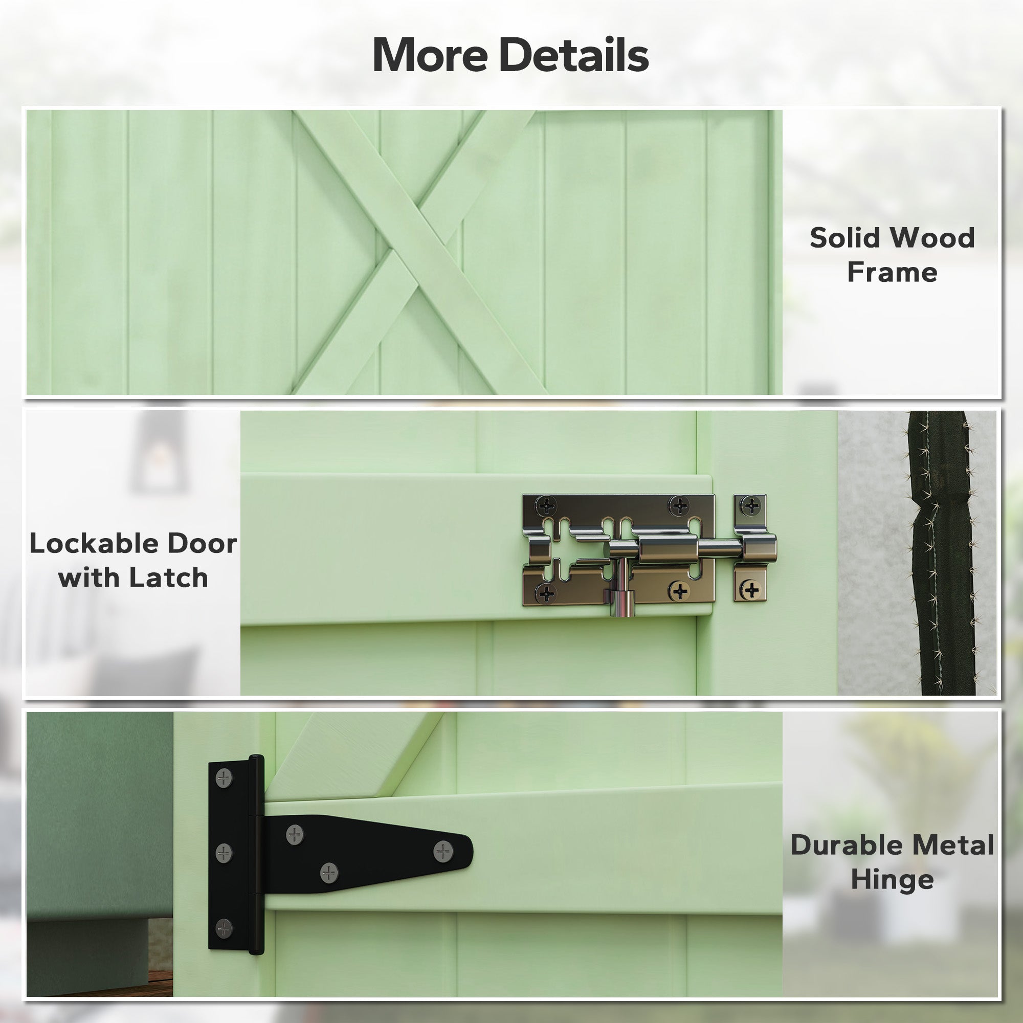 Wooden Small Garden Storage Shed with Shelves and Bolt Latch - Green