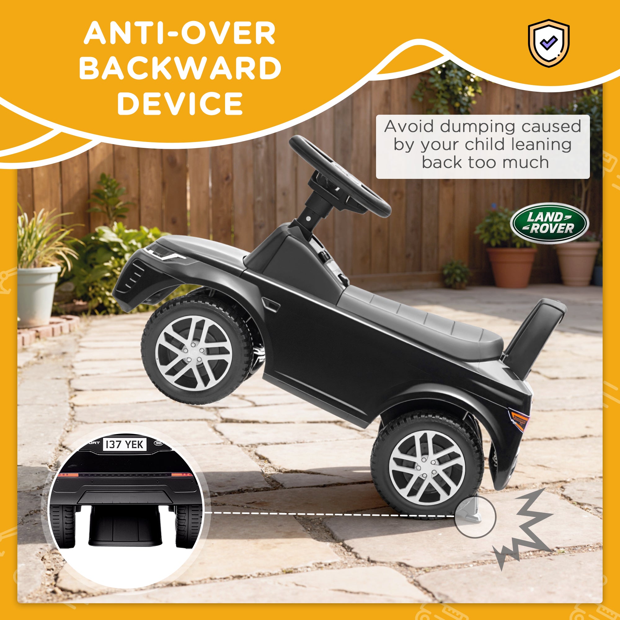 Land Rover Licensed Toddler Ride on Car with Horn, Engine Sounds, Under-Seat Storage, for 18-36 Months, Black