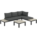 3 Piece Aluminium Garden Sofa Set with Cushions - Dark Grey