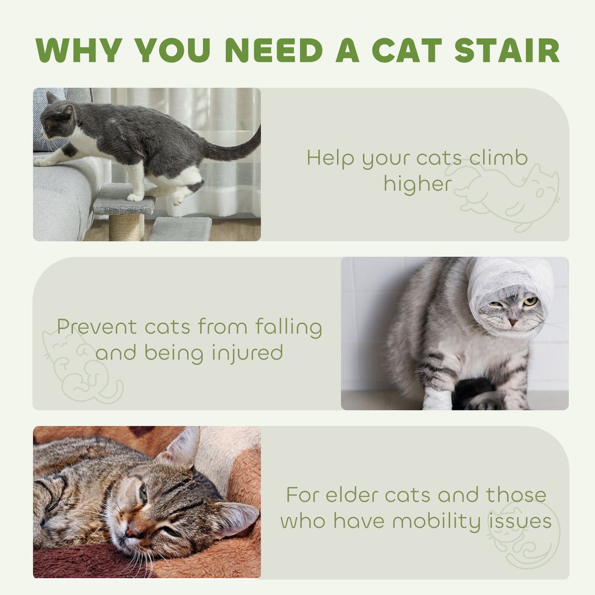 3-Step Pet Stairs Ladder with Scratching Posts for Cats and Dogs - Grey