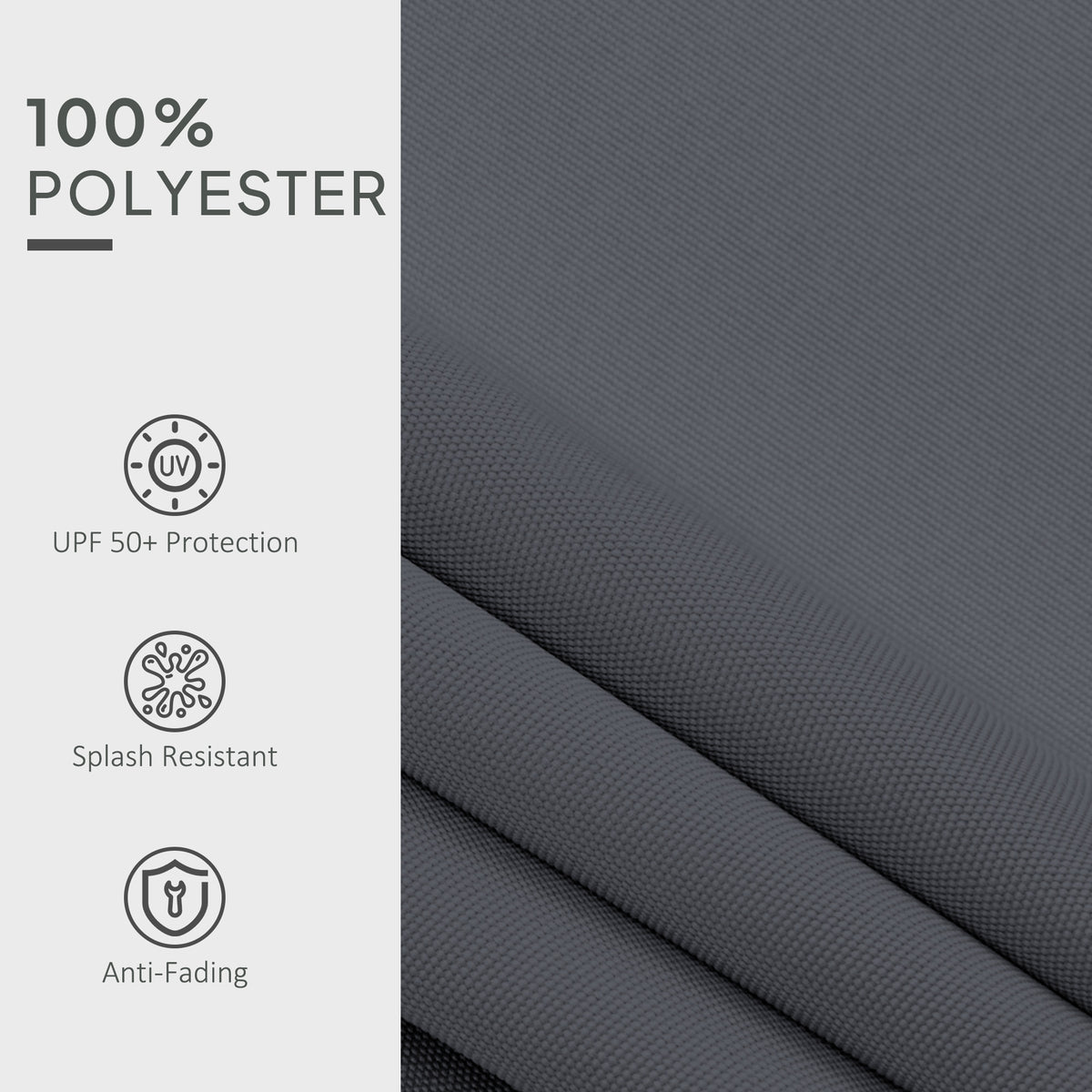 3 x 2.5 m Awning Replacement Canopy Water Resistant UPF 50+ Sun Shade Cover - Grey
