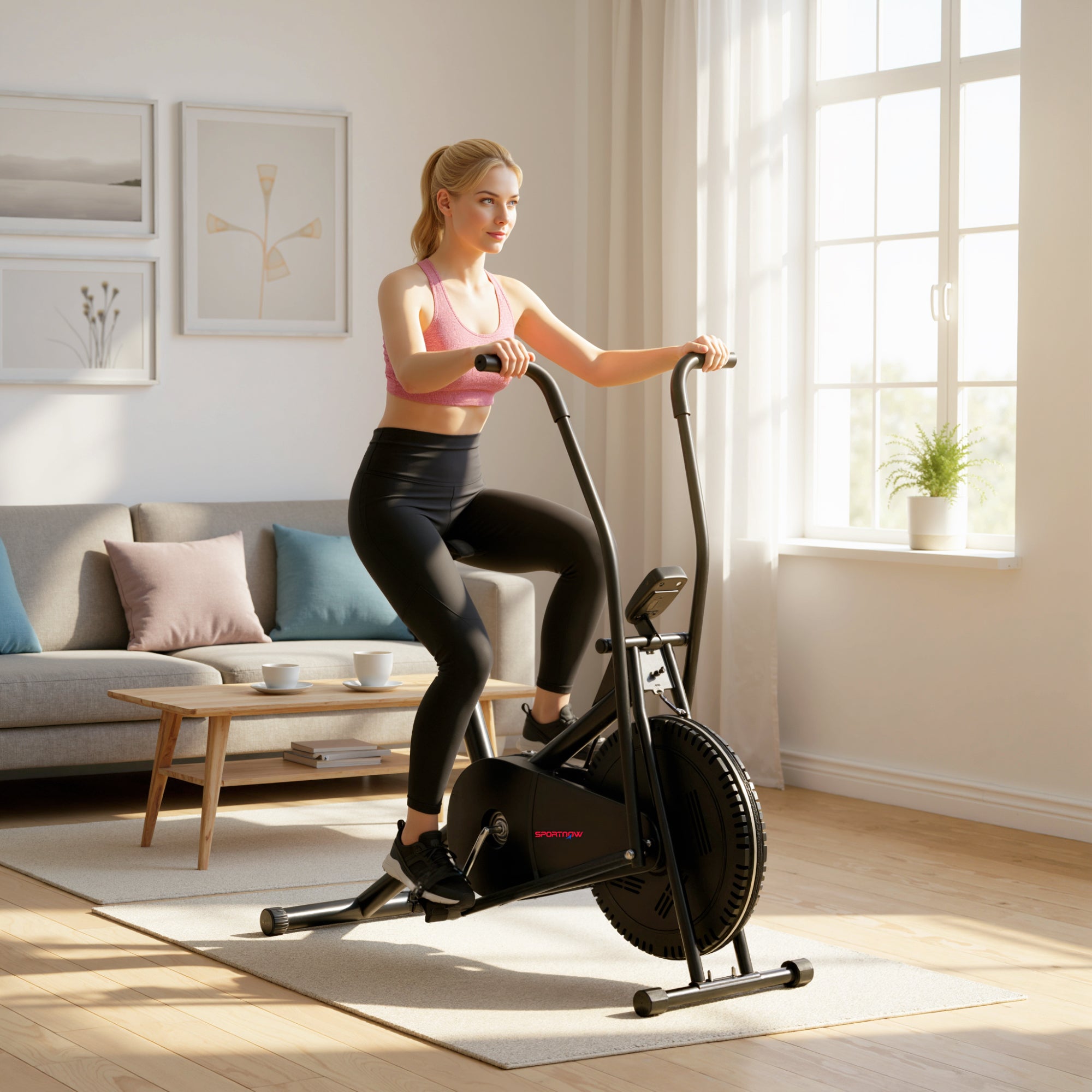 Exercise Bike with Adjustable Seat, LCD Display for Home Gym