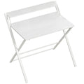 Compact Folding Desk for Small Spaces with Storage Shelf for Home Office, White