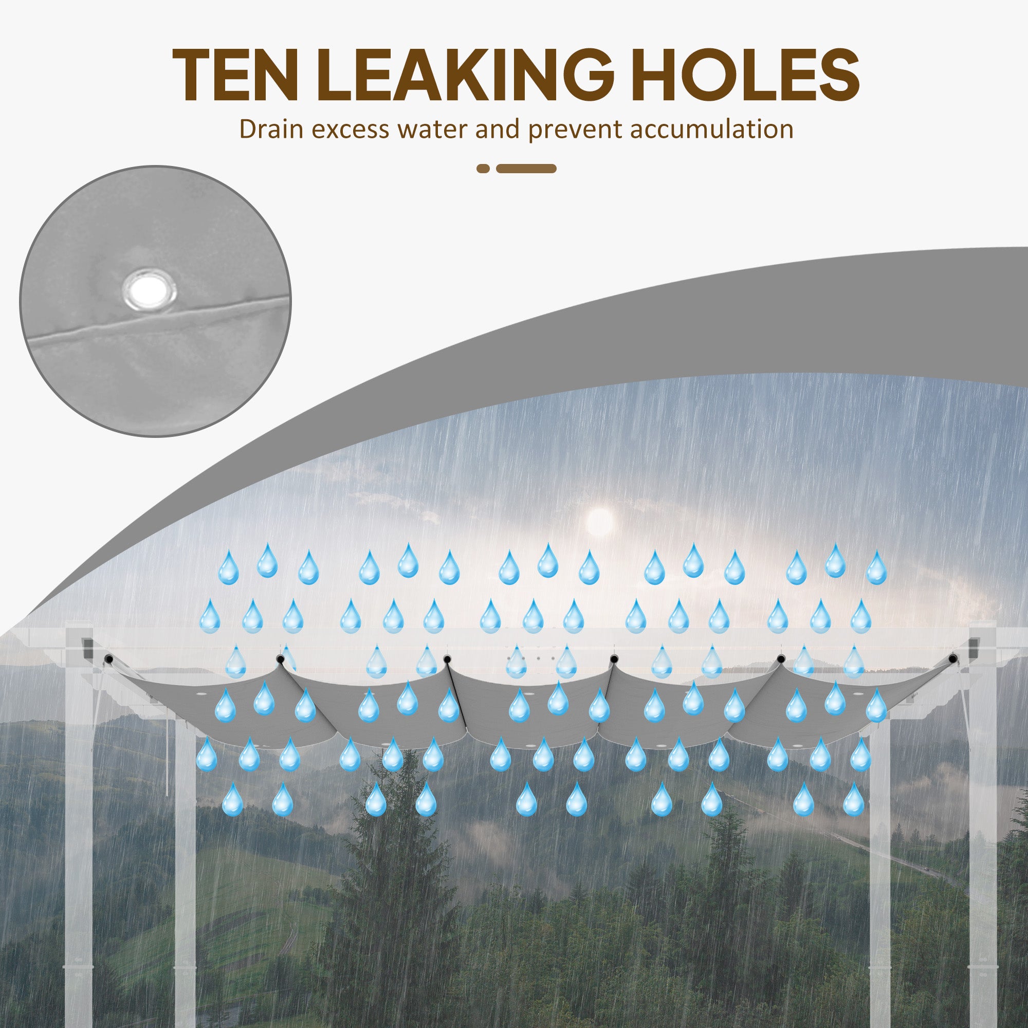 Retractable Pergola Shade Cover Replacement Canopy Fabric 3x3 Metres Light Grey