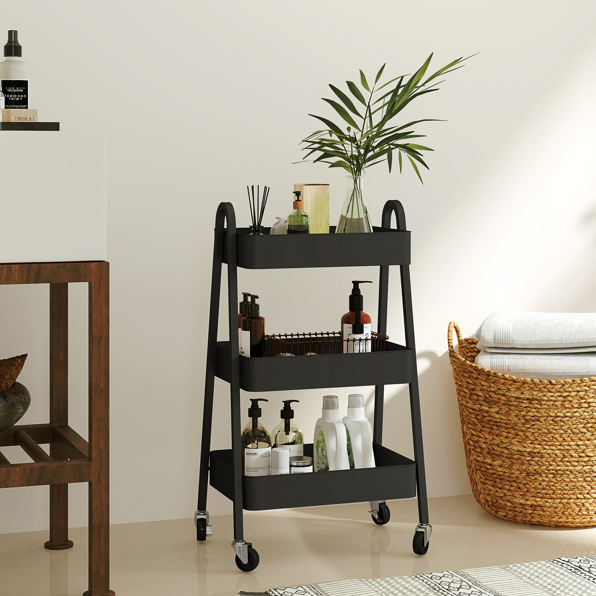 Three-Tier Storage Trolley - Black