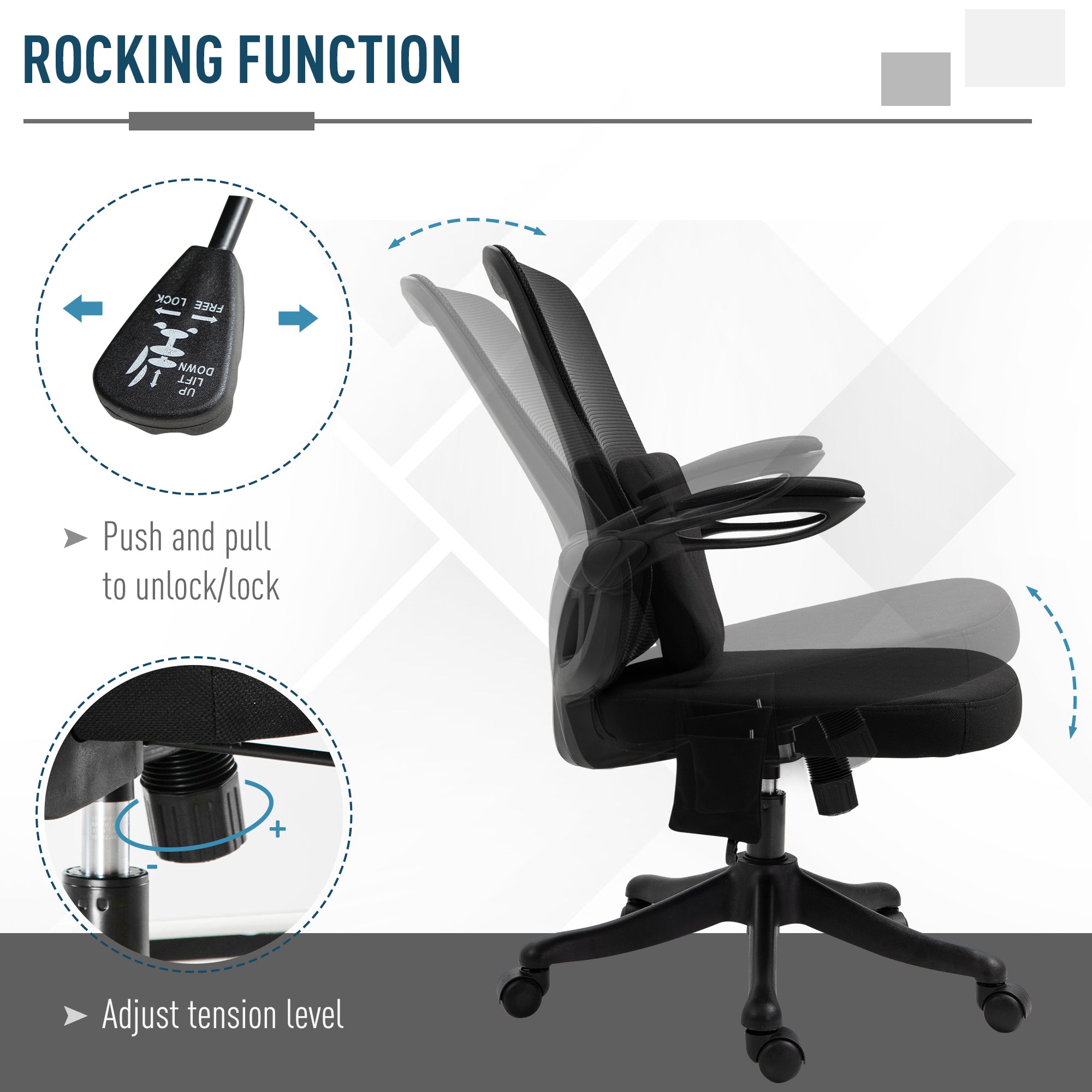 Office Chair 2-Point Massage Executive Ergonomic USB Power Mesh Design 360° Swivel with Lumbar Support, Black