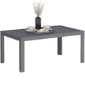 Rectangular Outdoor Patio Side Table with Steel Frame and Slat Top - Grey