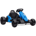 24V Electric Go Kart, Drift Kart with Adjustable Seat, Slow Start, 5-Point Harness, Music, Horn, for 6-12 Years, Blue