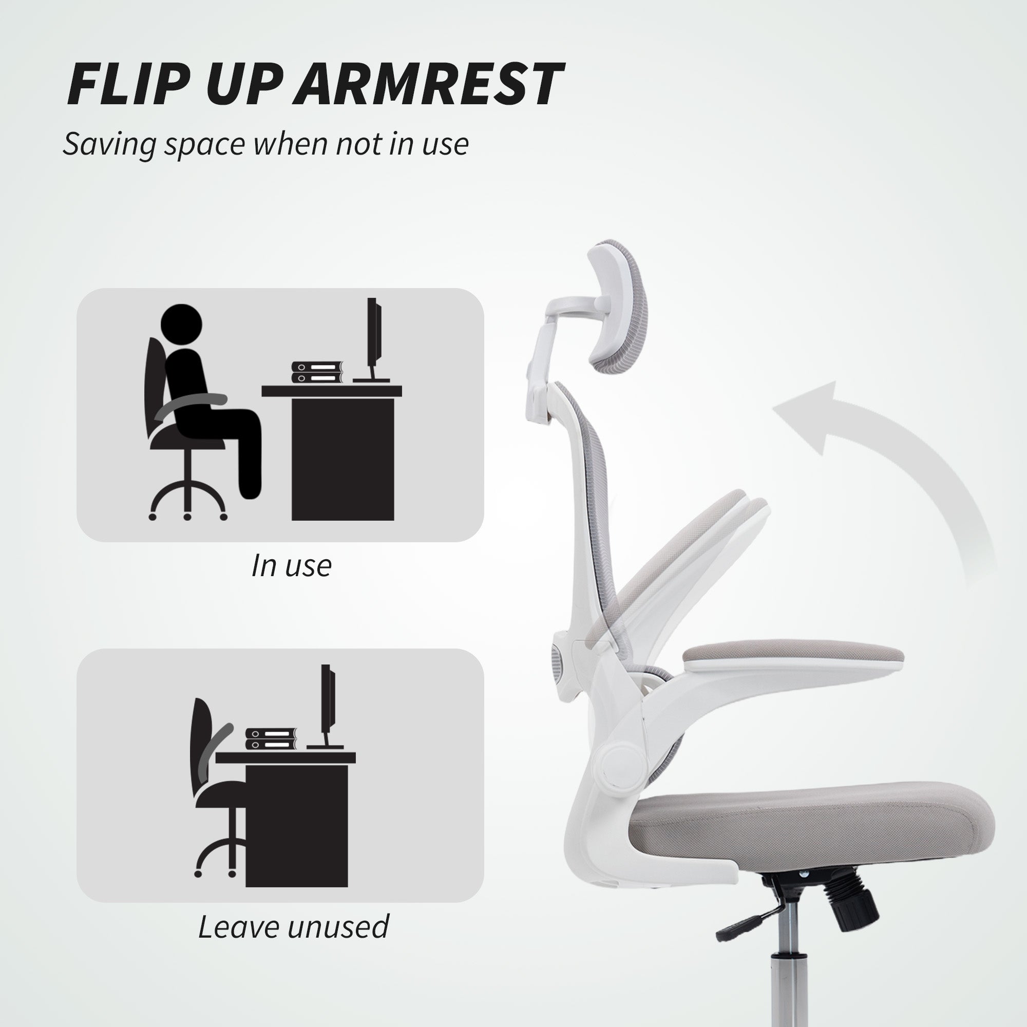 Mesh Back Office Chair, with Lumbar Support - Grey