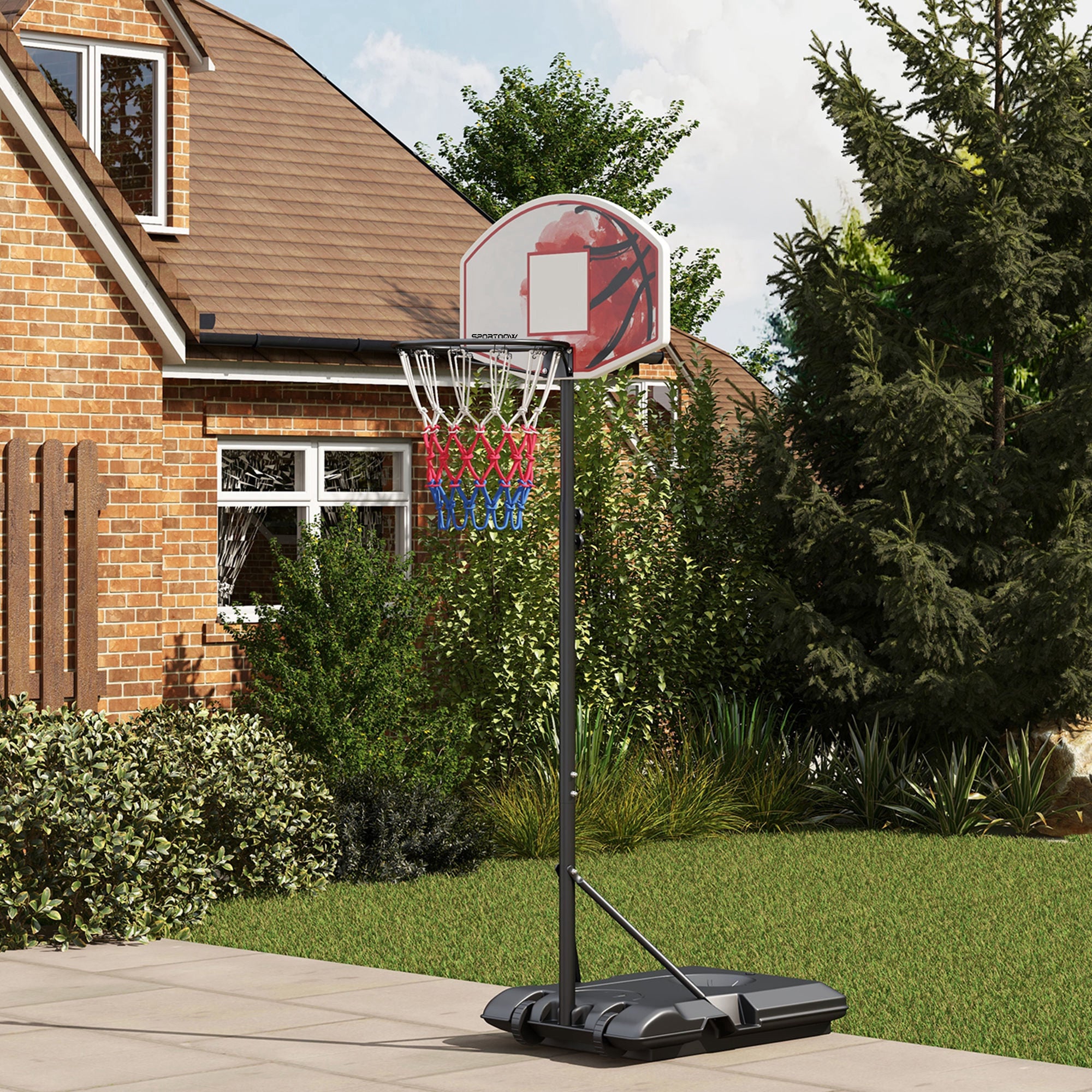 Adjustable Basketball Stand Net System, with Wheels, Enlarged Base, PE, Backboard, 179-209cm