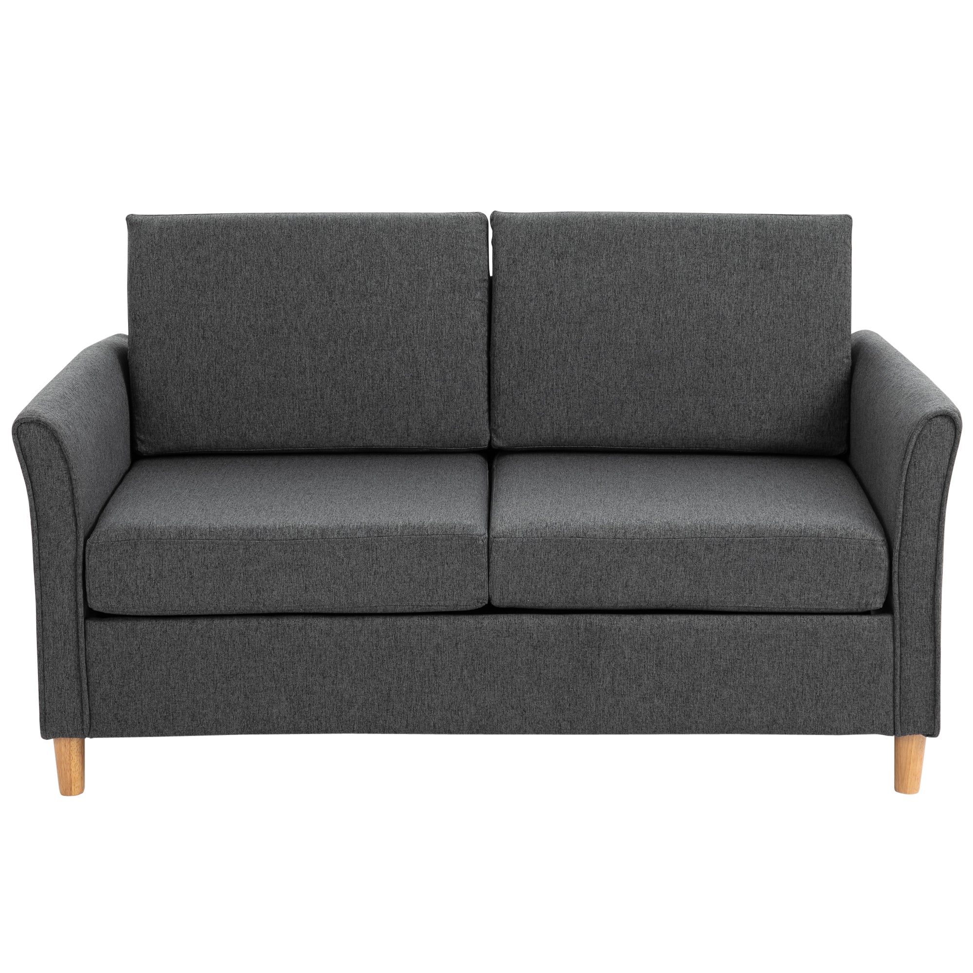 Two-Seater Linen-Look Sofa - Dark Grey