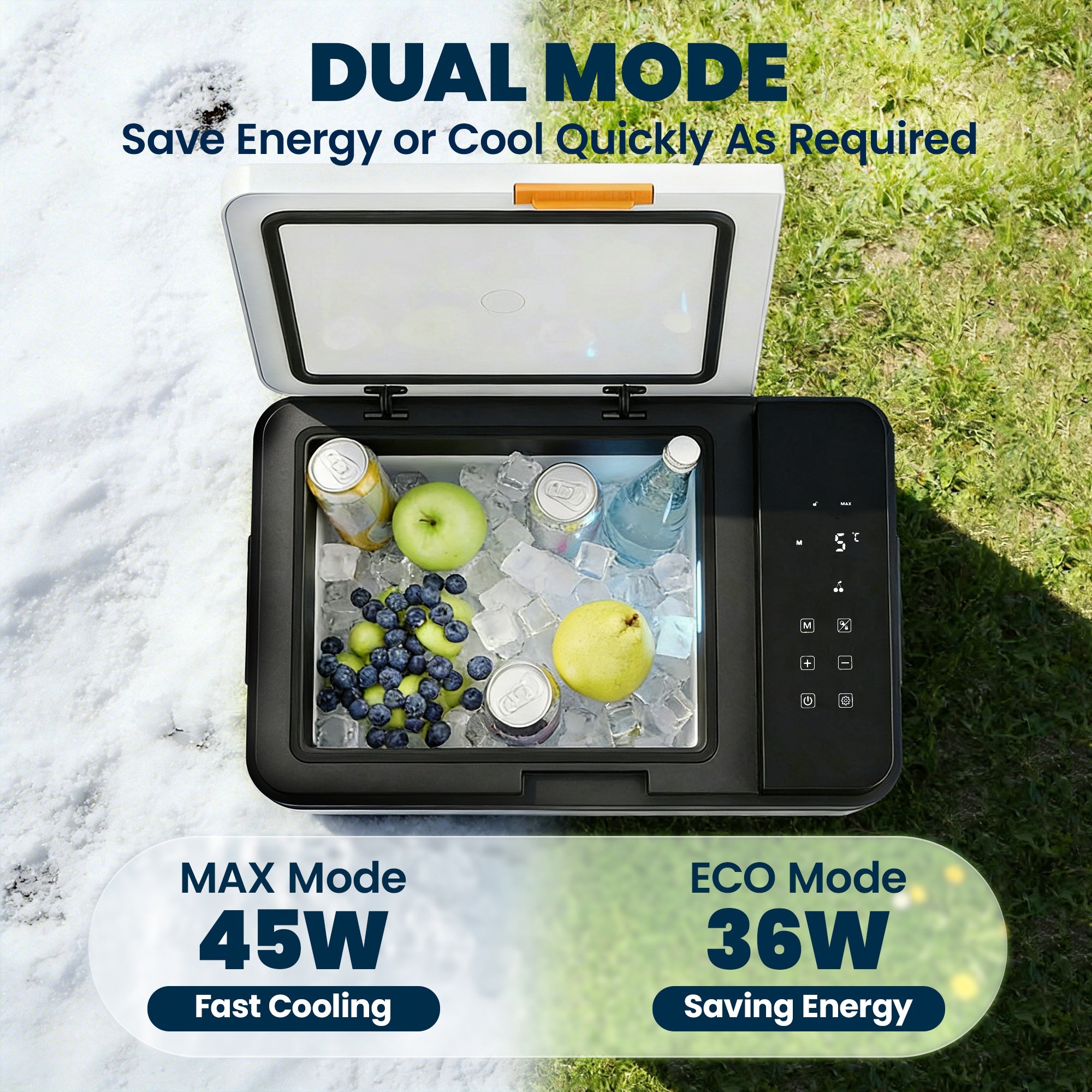 20L Compressor Car Fridge Freezer, Camping Refrigerator with App Control, 12/24V DC and 100-240V AC,