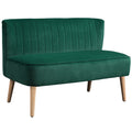 117cm Loveseat Sofa Upholstered Small 2 Seater Sofa with Thick Padded Seat and Rubber Wood Legs, Dark Green
