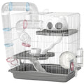 3-Tier Hamster Cage with Exercise Wheels, Water Bottle, Food Dish, for Dwarf Hamsters, 45 x 30 x 45 cm, Grey