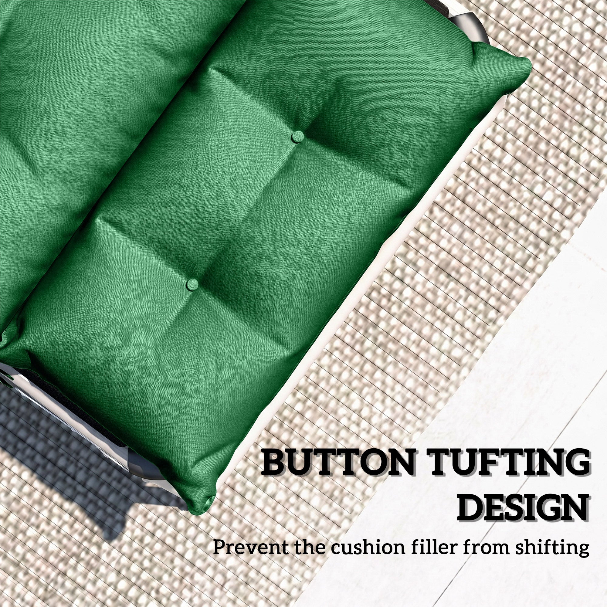 Set of Two 190 x 56cm Sun Lounger Cushions - Green