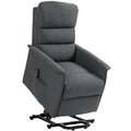 Electric Power Lift Recliner Chair with Footrest and Remote Control - Dark Grey Linen Look