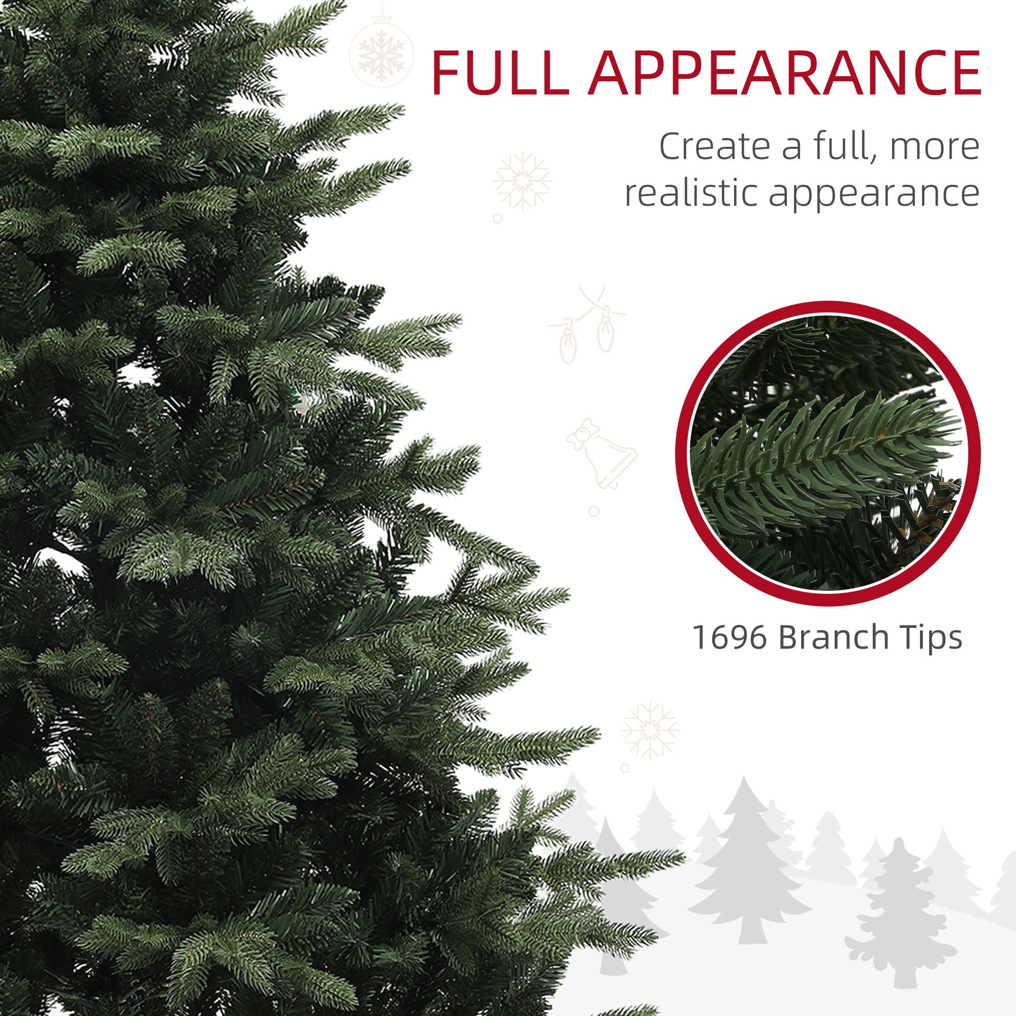 6ft Artificial Spurce Christmas Tree with 1696 Branch Tips and Foldable Steel Base, Realistic Hinged Xmas Tree, Holiday Décor for Home Office, Green