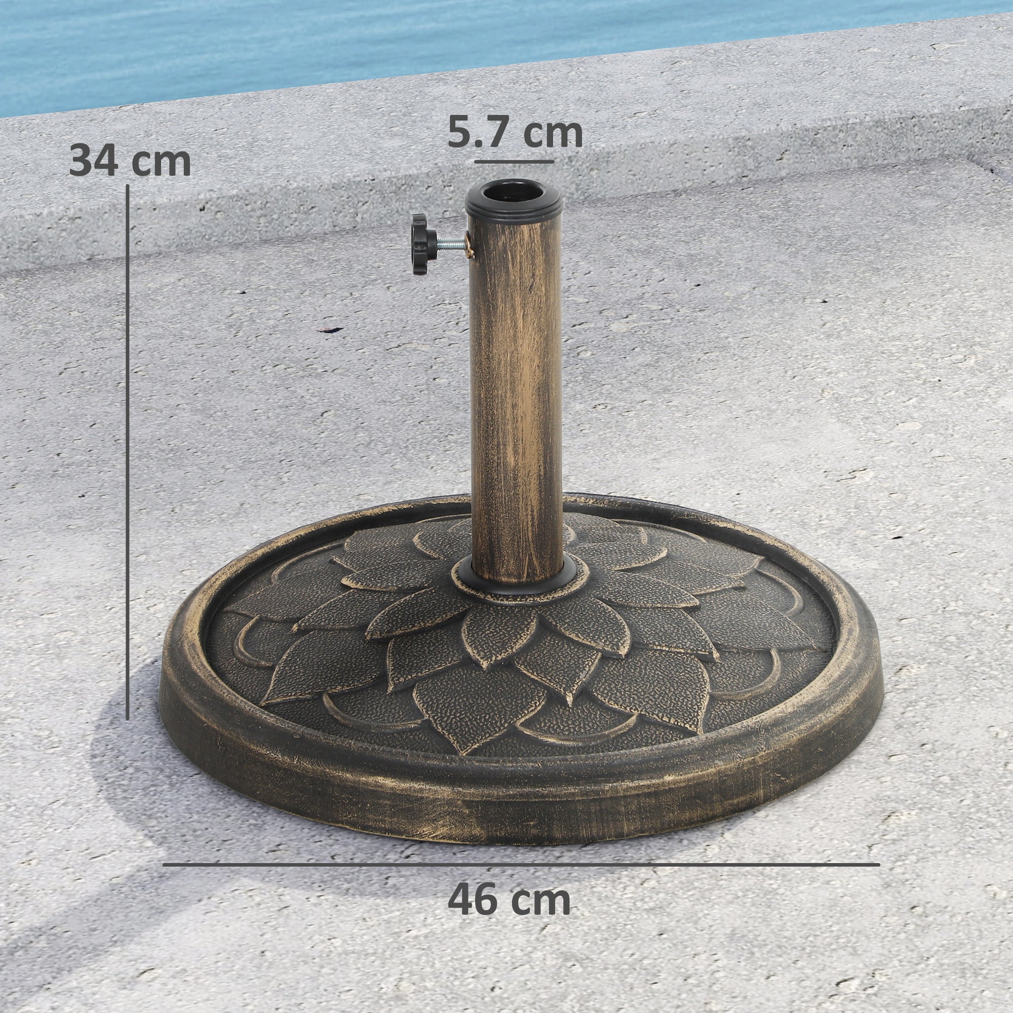 12kg Resin Garden Parasol Base Heavy Duty Umbrella Stand Bronze Tone