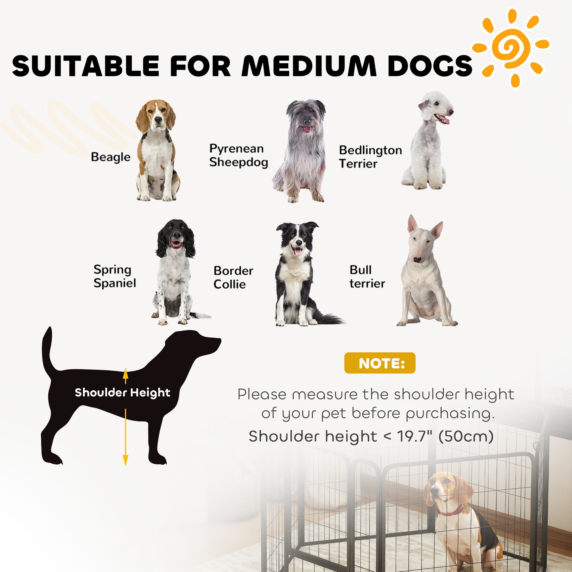 6 Panels Heavy Duty Dog Playpen with Secure Door, for Indoor Outdoor, for Garden, Camping, 80cm High