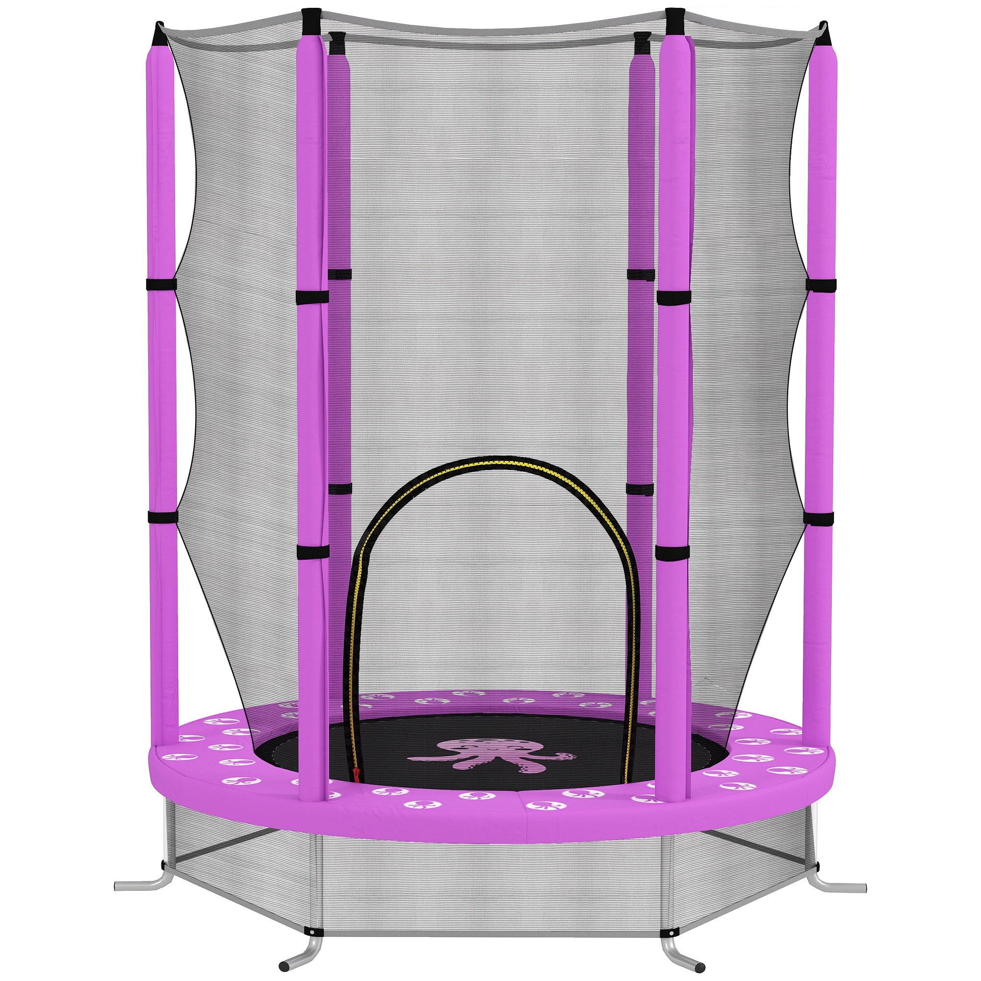 4.6ft Toddler Trampoline w/ Safety Enclosure Net, for Indoor Outdoor Use, Ages 3-6 Years, Purple