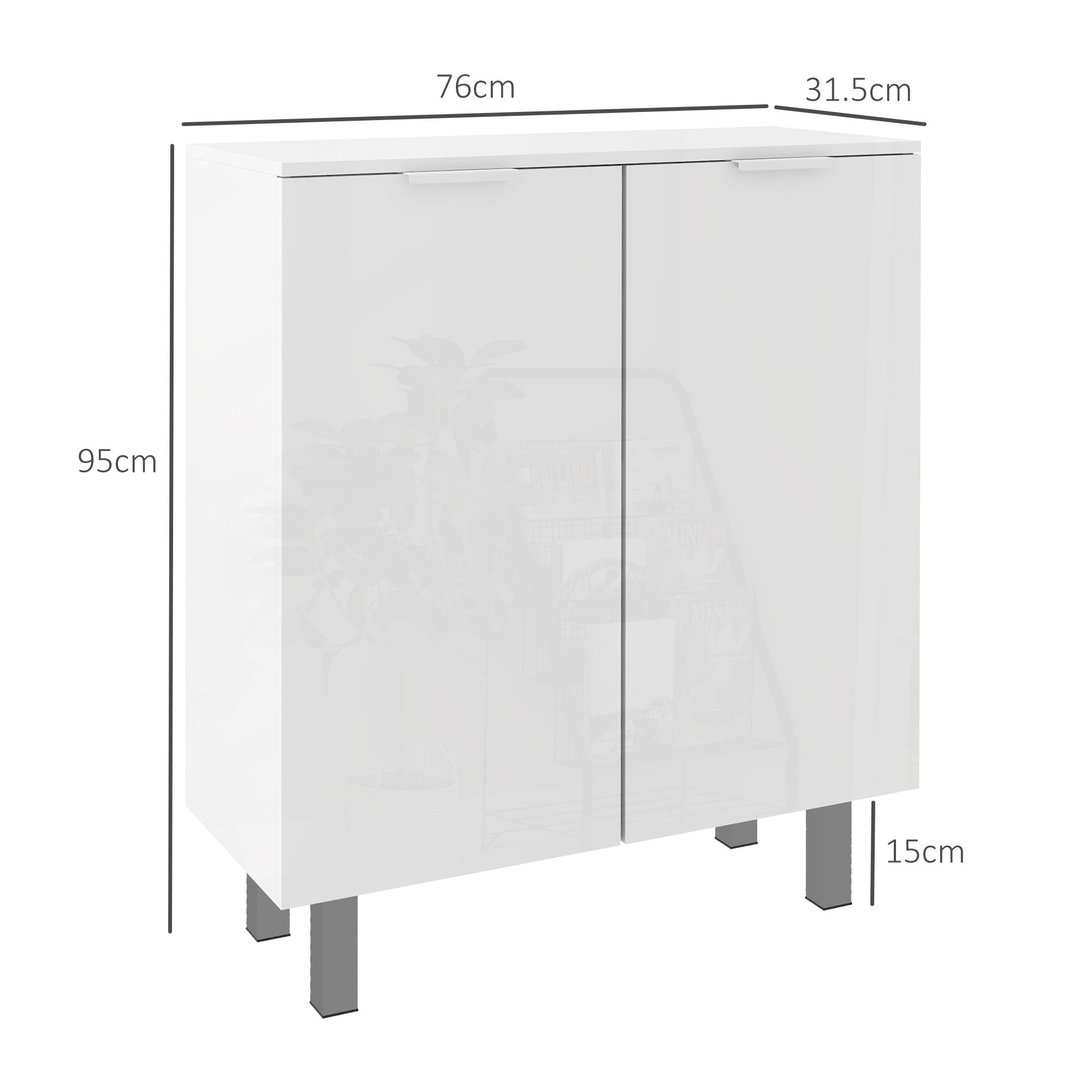 Five-Shelf Shoe Storage Cupboard - White