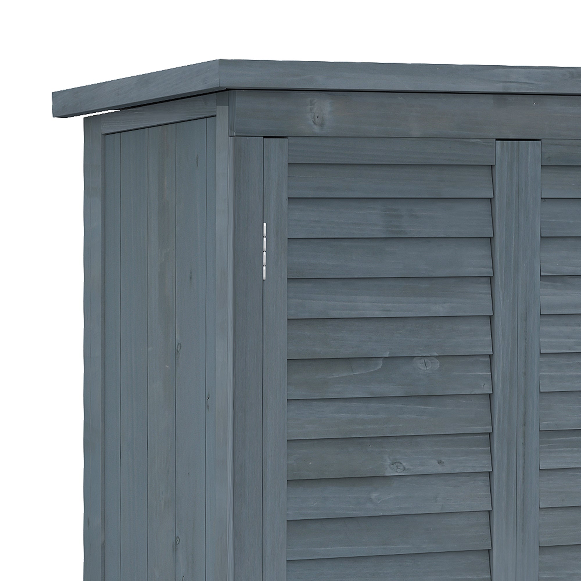 Fir Wood Garden Storage Shed 39.5 x 79cm with Shelves - Grey