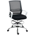 Ergonomic Draughtsman Mesh Drafting Chair with Lumbar Support and Adjustable Foot Ring - Black