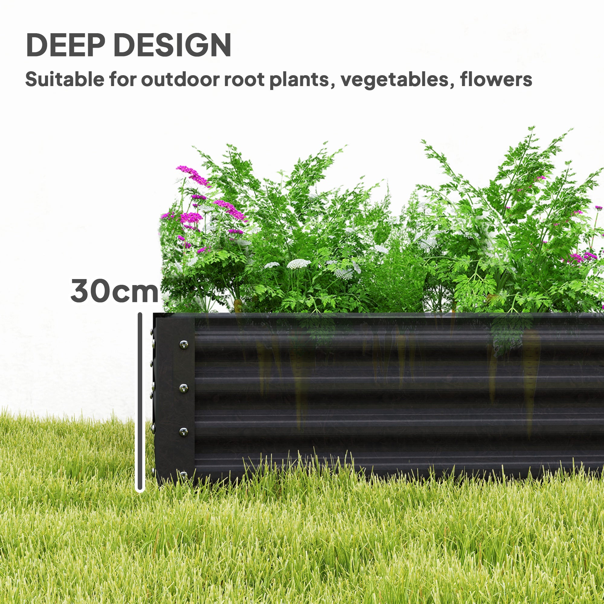180 x 90cm Galvanised Steel Open Planter - 84H-211V00CG