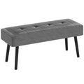 Corduroy End of Bed Bench with Thick Padding and Steel Legs - Grey