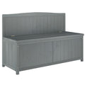 Wood Storage Bench with Garden Tool Storage for Patio Furniture - Grey