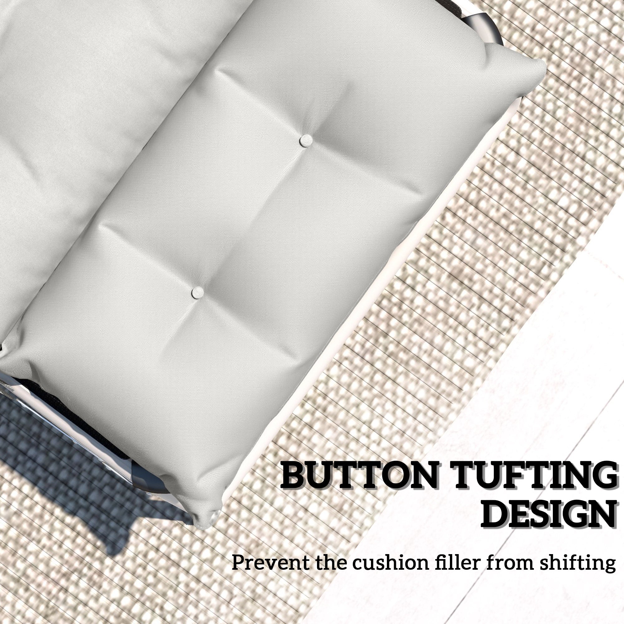 Set of 2 Sun Lounger Cushions with High-Resilience Foam - Light Grey