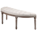Half Circle Padded Bed End Bench with Button Tufting - Cream White